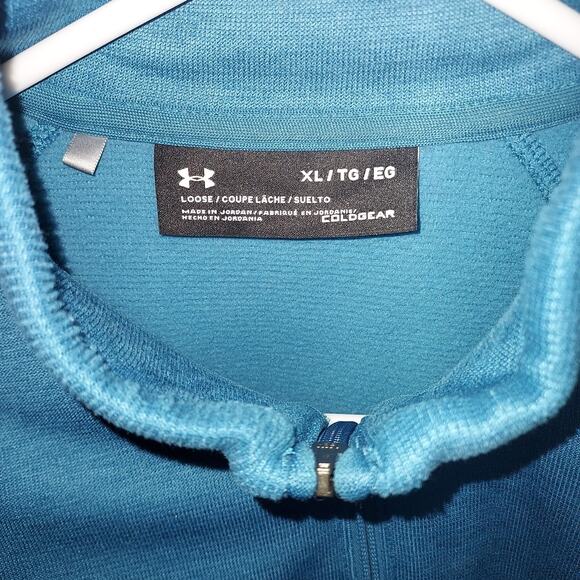 Under Armour Men's Pullover XL Storm Coldgear 1/4 Zip Fleece Sweater Blue - Picture 8 of 8
